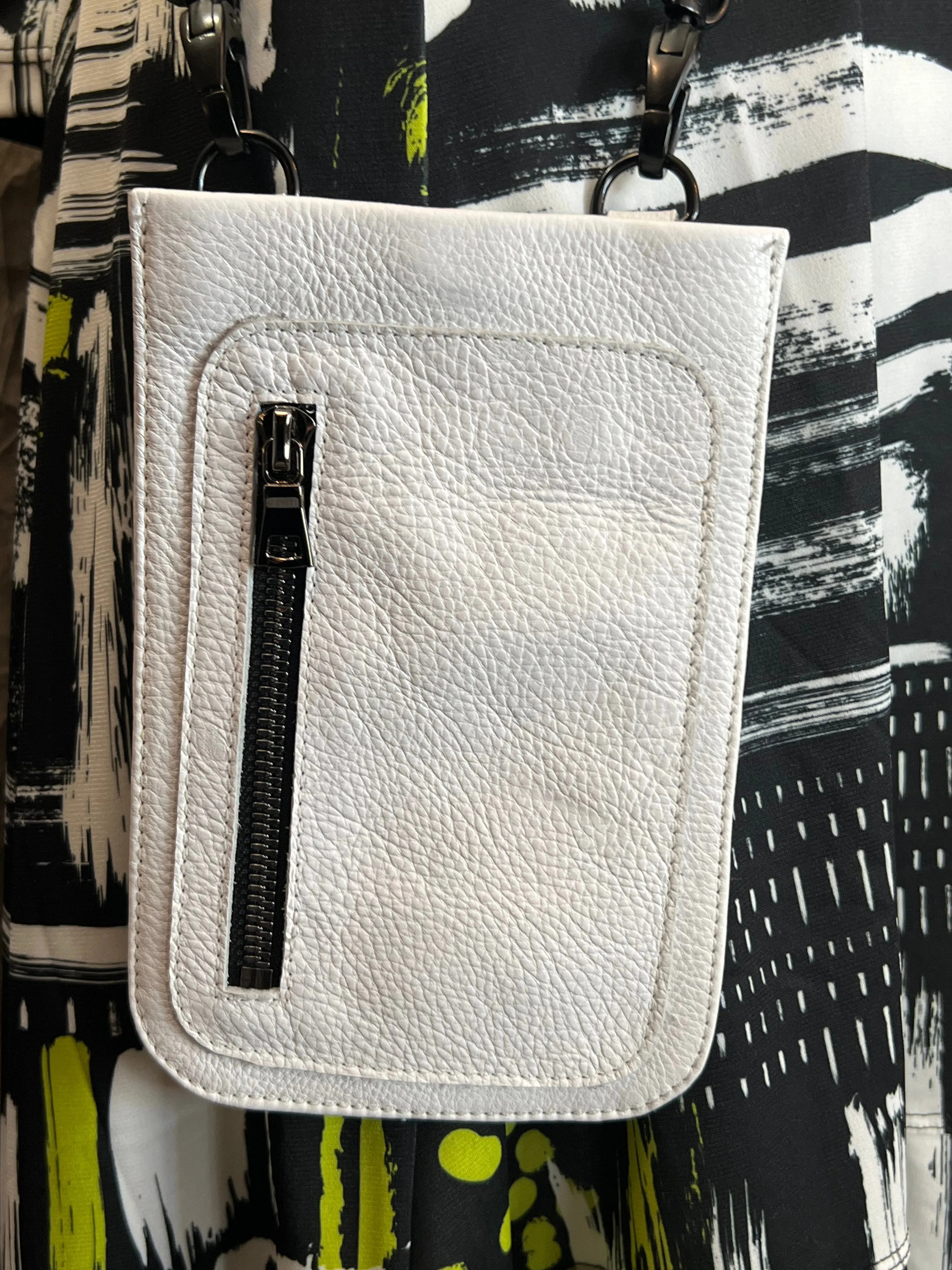 0045 Leather Cell Crossbody bag-White