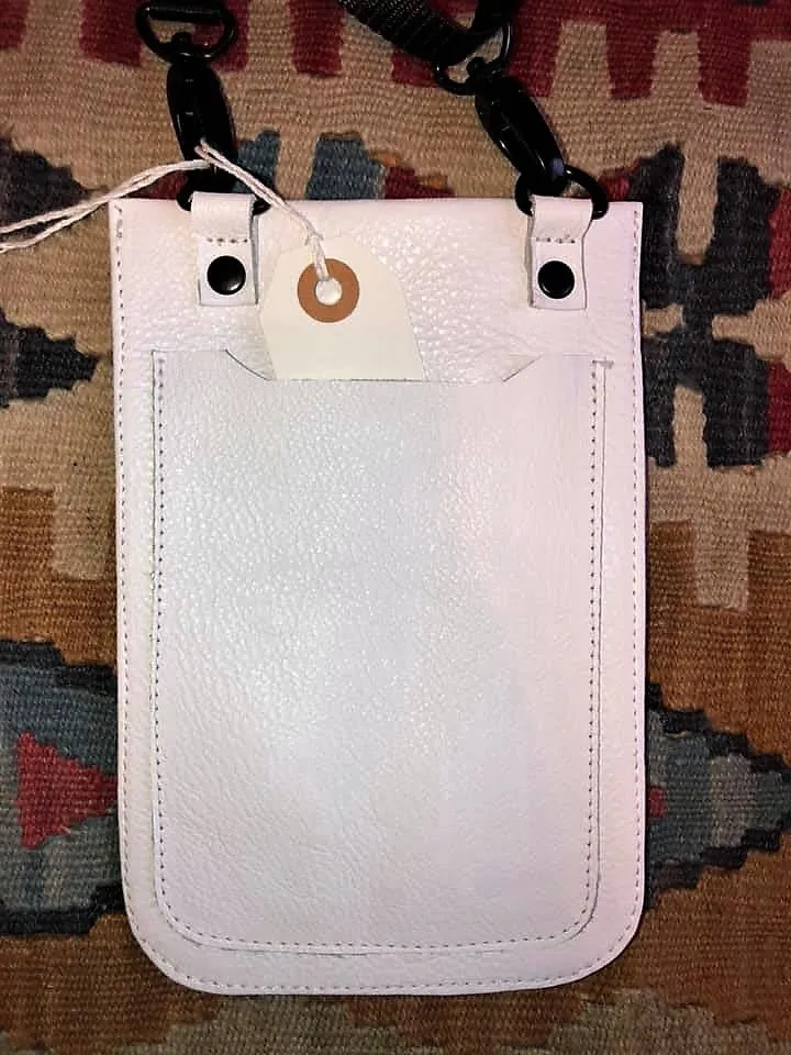 0045 Leather Cell Crossbody bag-White