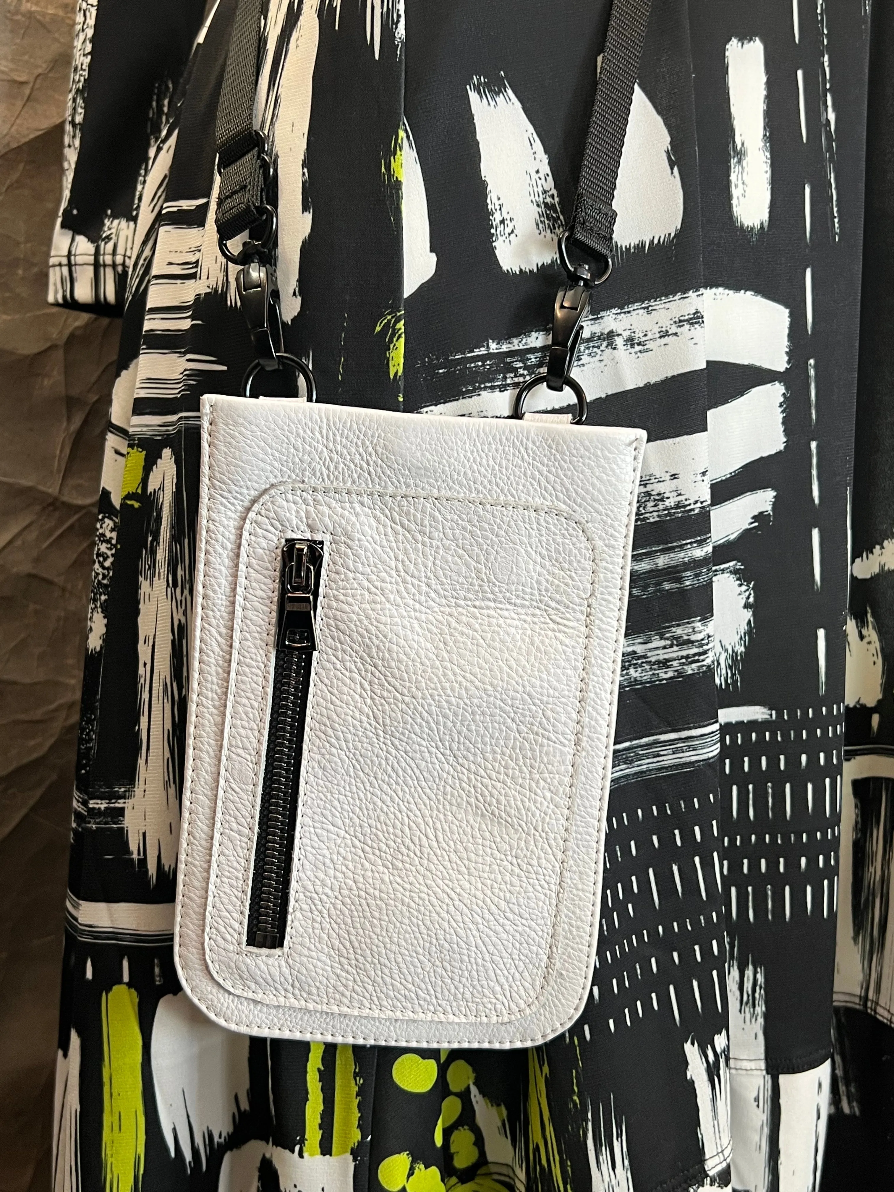 0045 Leather Cell Crossbody bag-White