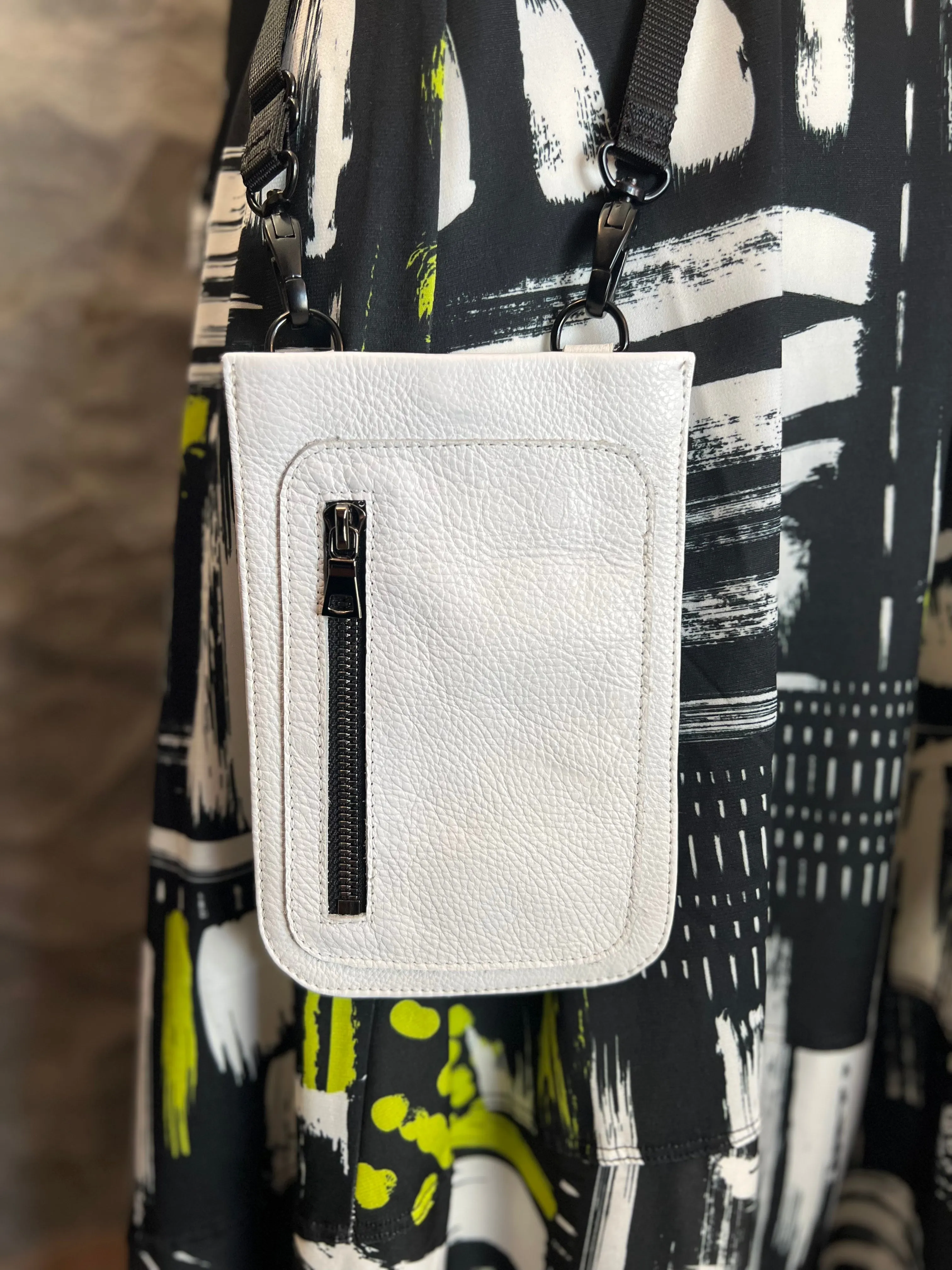 0045 Leather Cell Crossbody bag-White