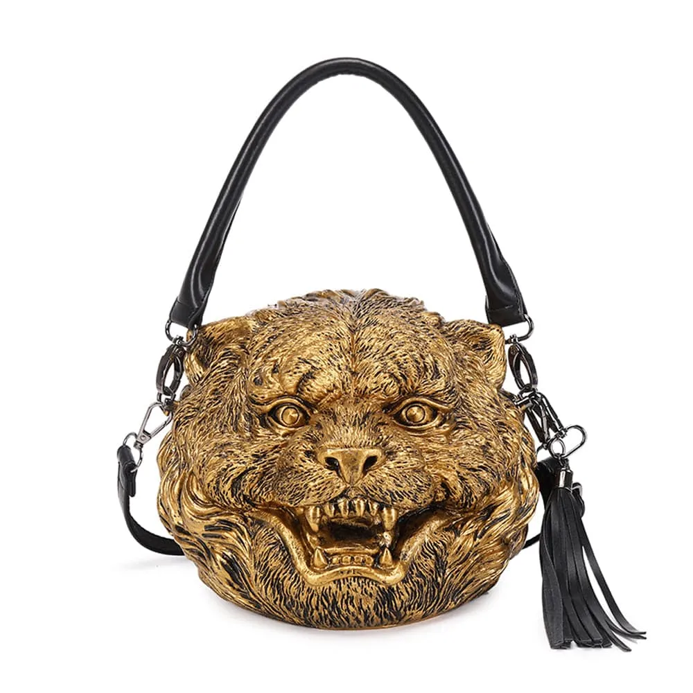 3D Backpack, Fashion 3D Happy Small Tiger Head SquareBag,  Cross Body Handle Shoulder Bag