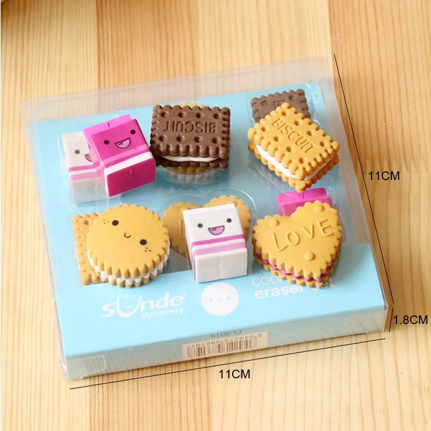 6pcs/pack kawaii Cookie Eraser