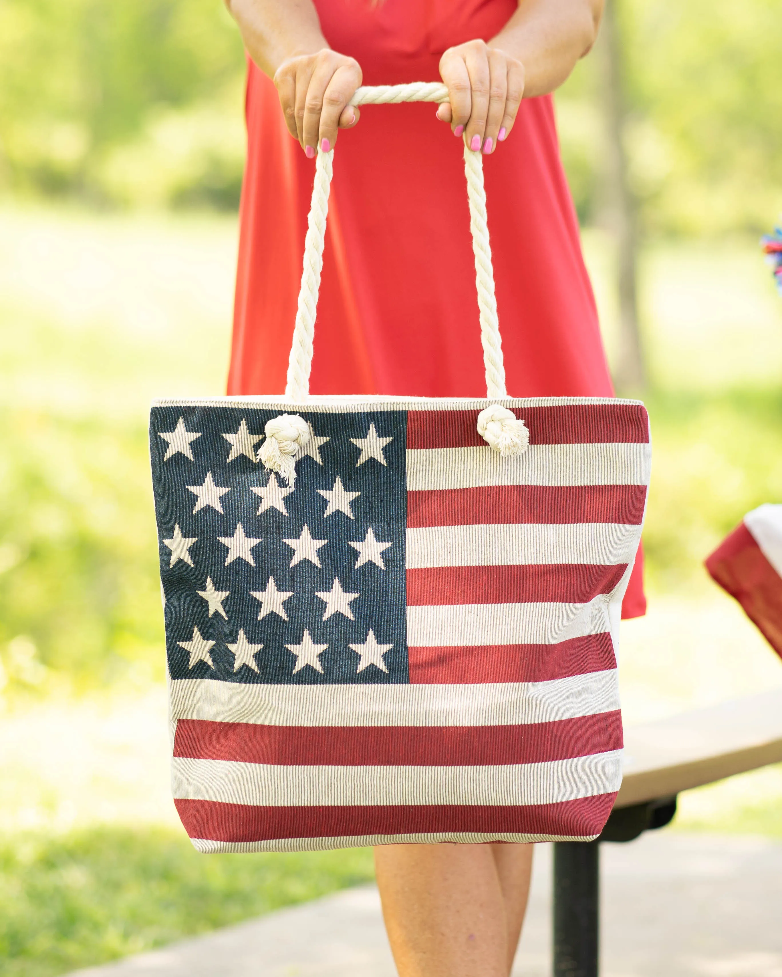 American Flag Canvas Tote