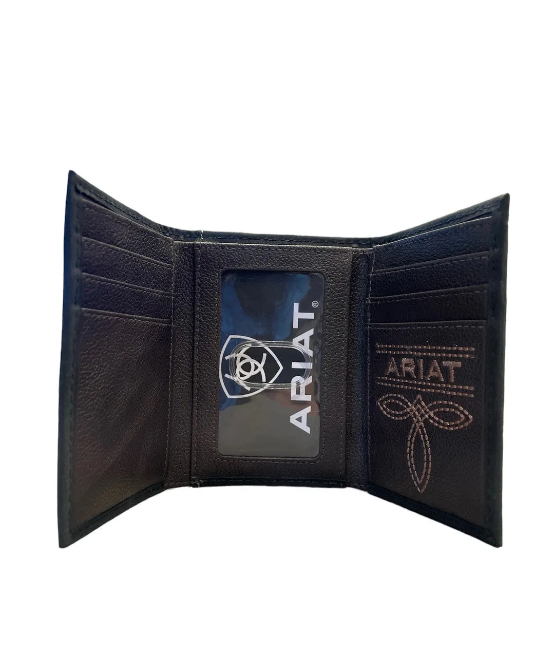 Ariat Trifold Bull Hide Embroidered Wallet