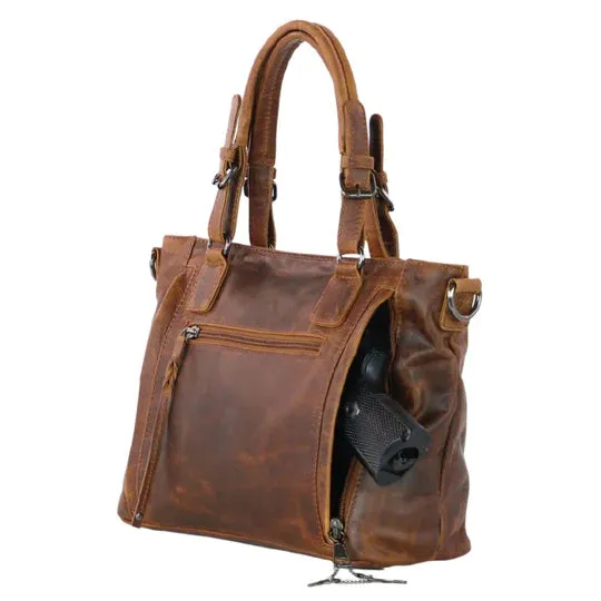 Bailey Lockable Leather Concealed Carry Satchel to Crossbody by Lady Conceal