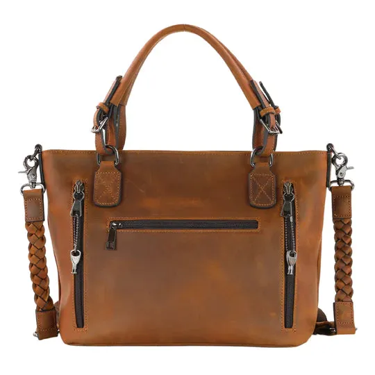 Bailey Lockable Leather Concealed Carry Satchel to Crossbody by Lady Conceal