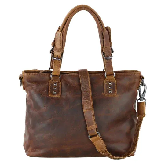 Bailey Lockable Leather Concealed Carry Satchel to Crossbody by Lady Conceal