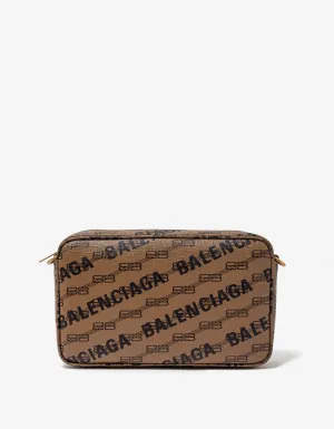 Balenciaga Beige Signature BB Monogram Medium Camera Bag