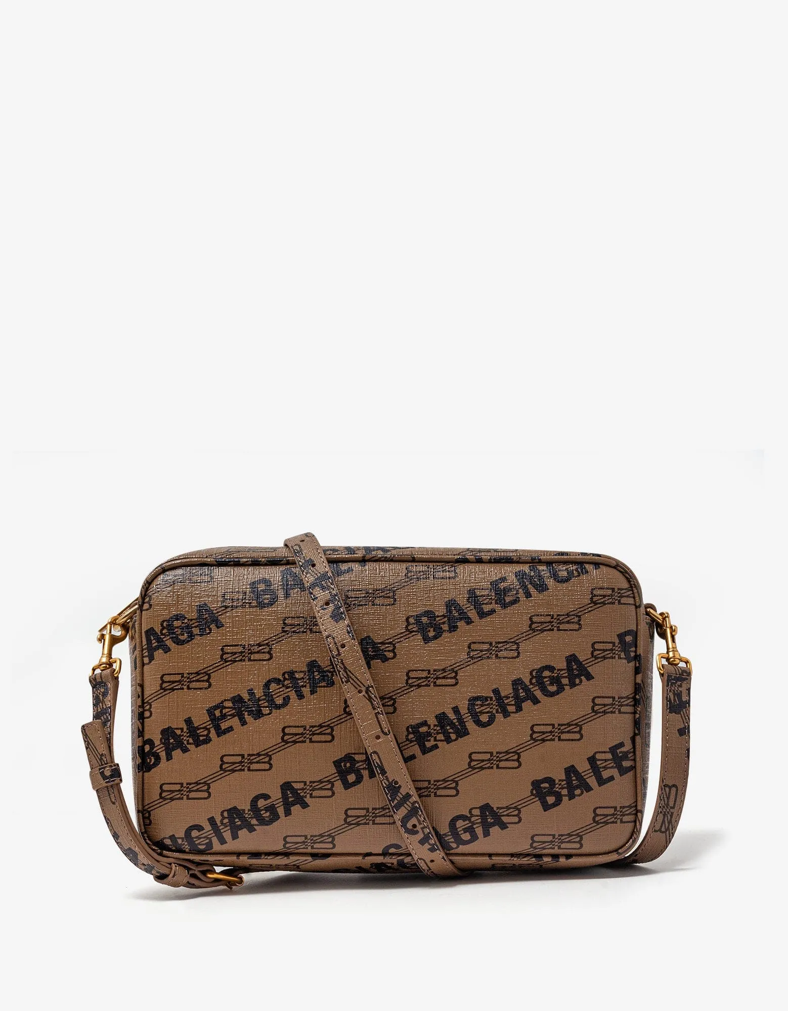 Balenciaga Beige Signature BB Monogram Medium Camera Bag