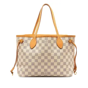 Beige Louis Vuitton Damier Azur Neverfull PM Tote Bag