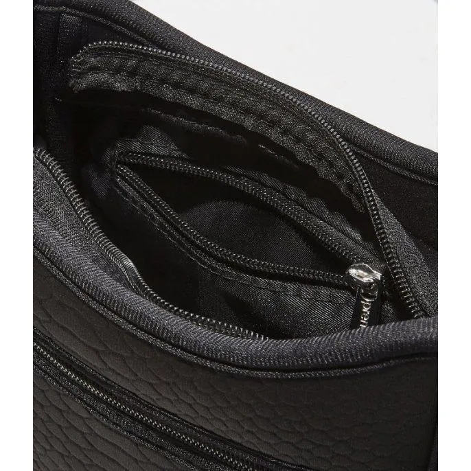 Black Croc-embossed Mini Messenger Crossbody Bag