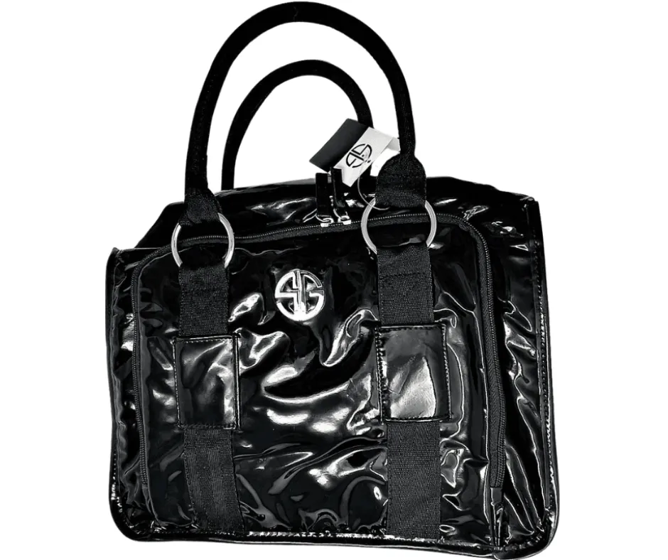 BLACK PATENT TOTE