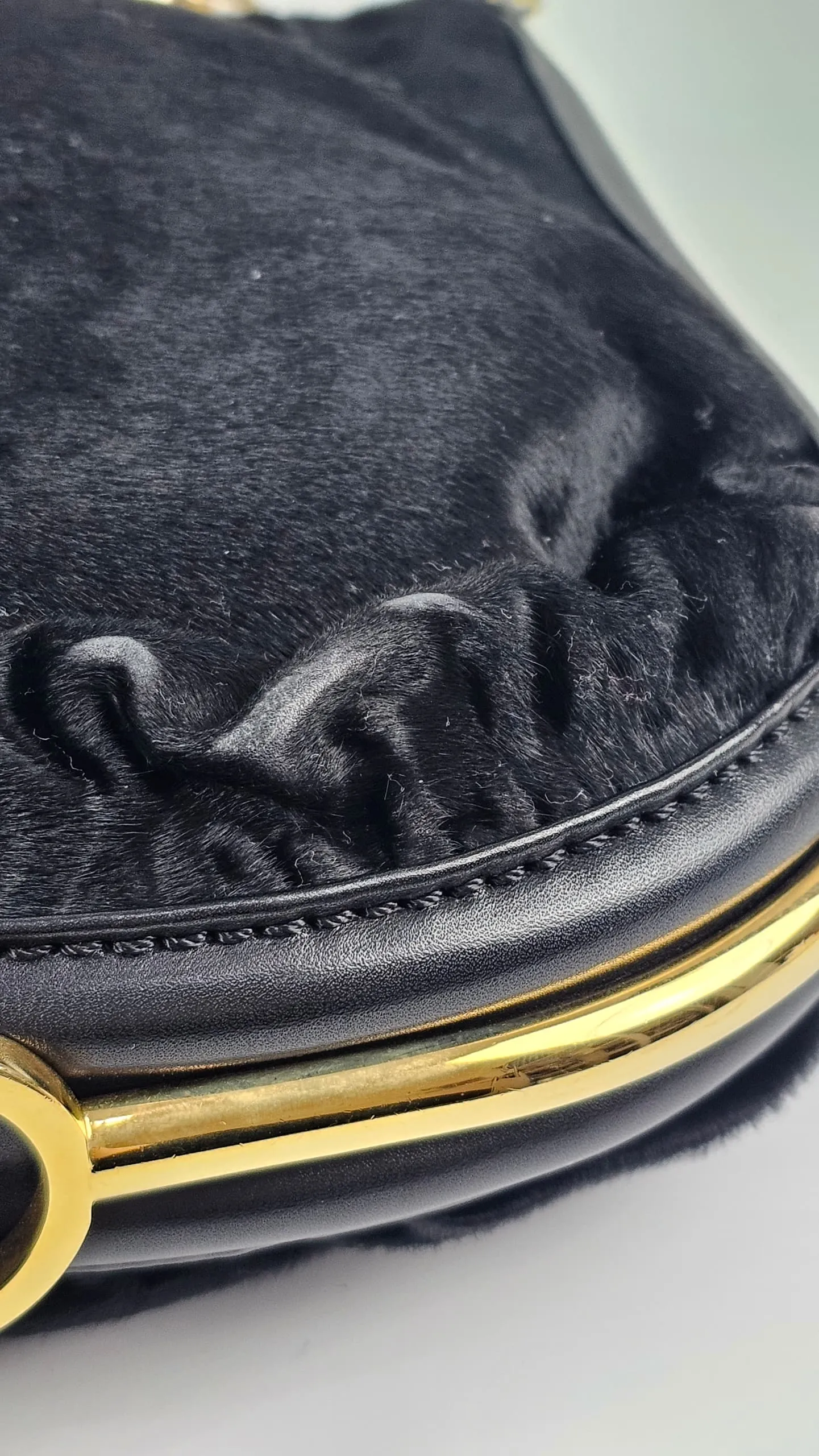 Black Pony Hair Arad Clutch Bag