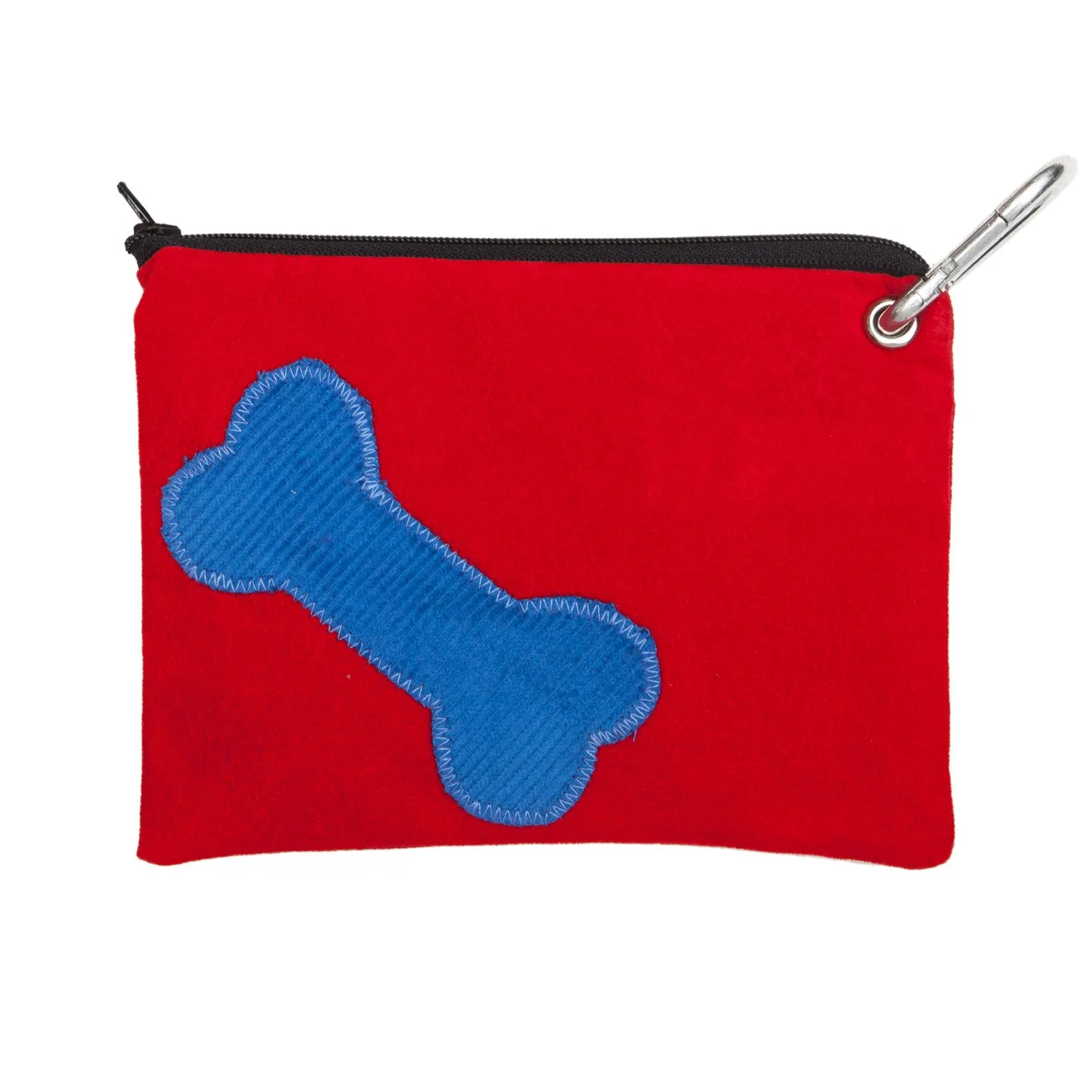 Blue Bone On Red Treats Pouch