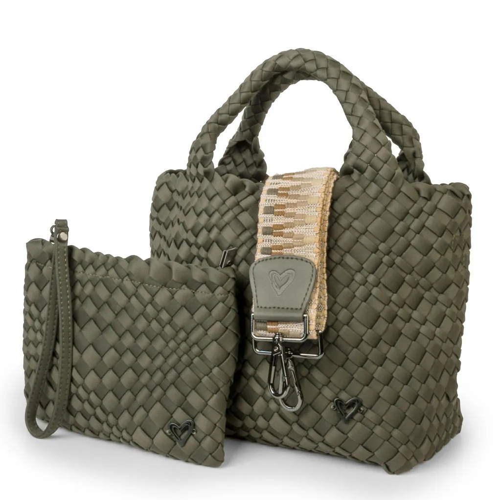 Brandon Small Woven Tote - Olive