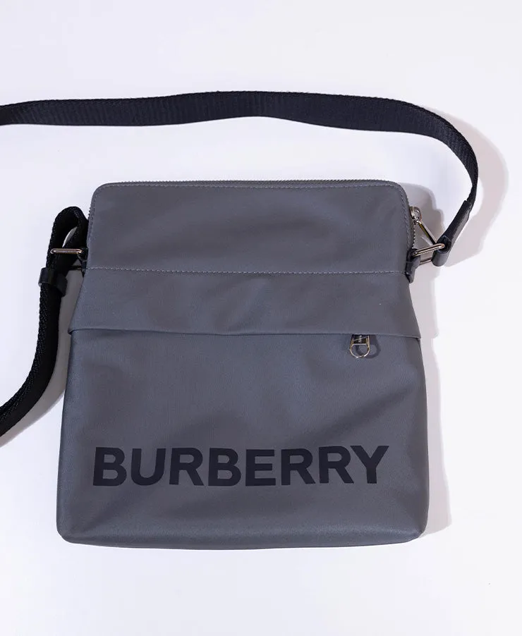 BURBERRY LOGO PRINT NYLON NEO MESSENGER GREY