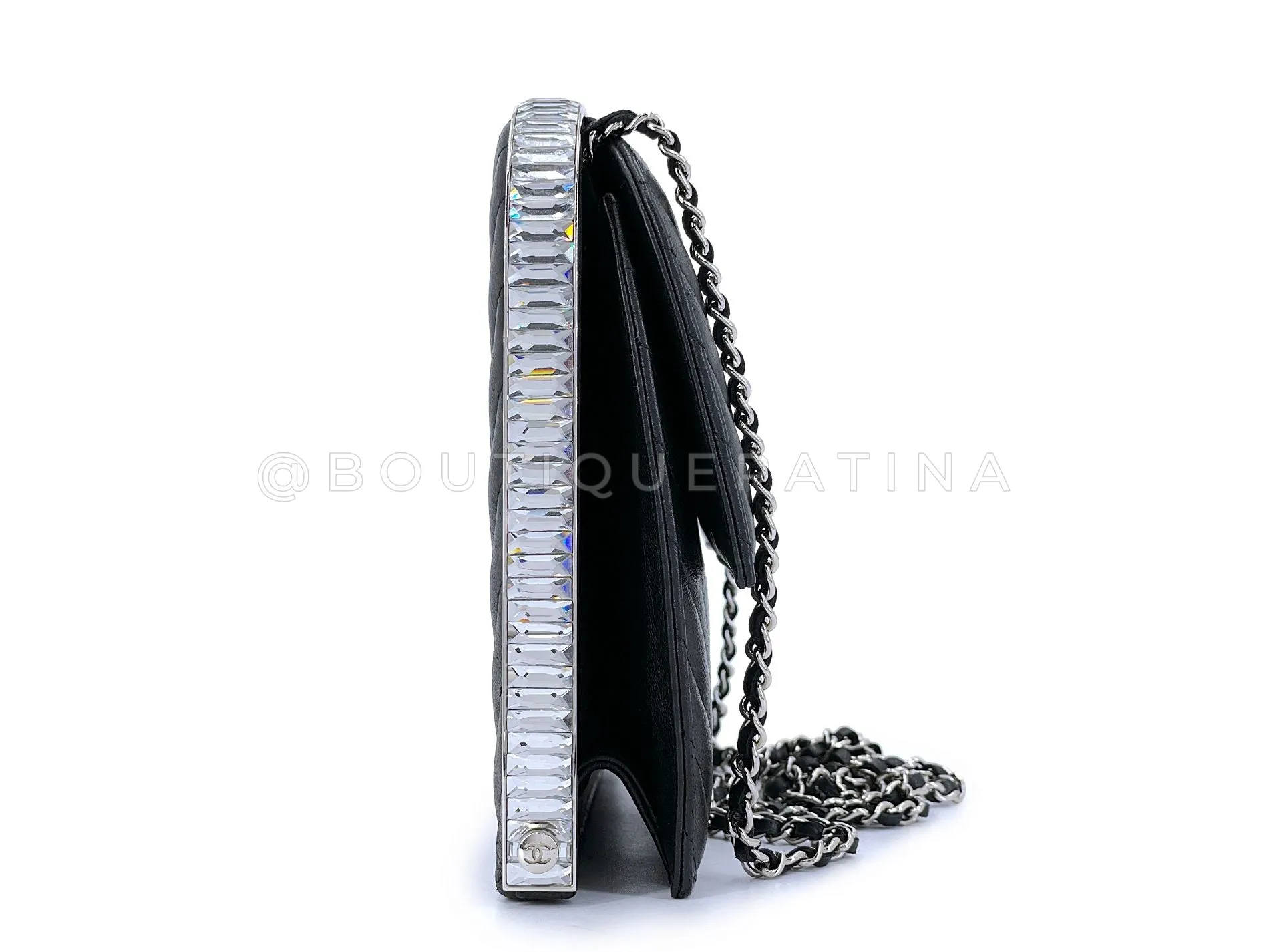 Chanel 15C Paris Dubai Clutch on Chain Baguette Crystal Black SHW MQY