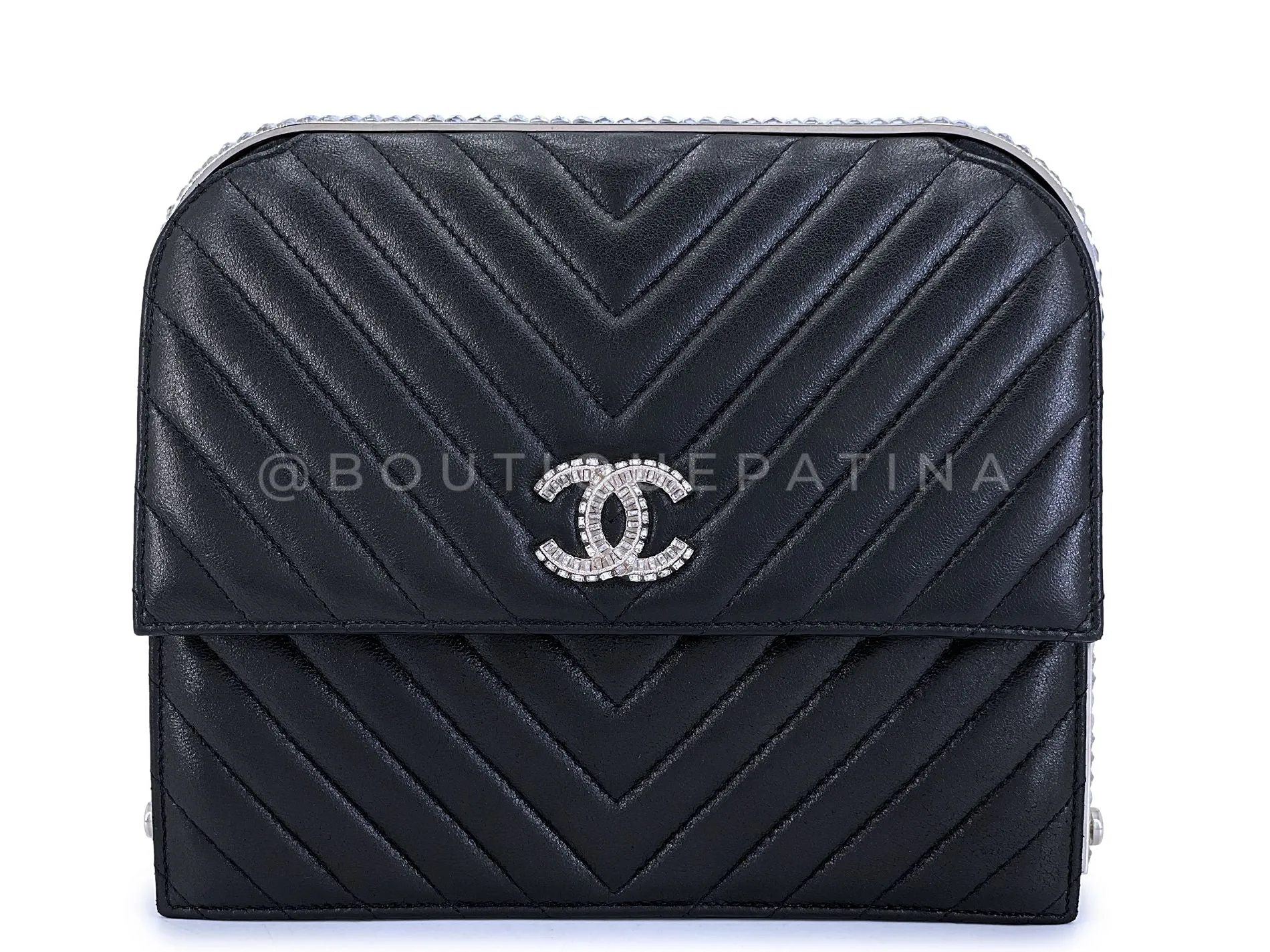 Chanel 15C Paris Dubai Clutch on Chain Baguette Crystal Black SHW MQY