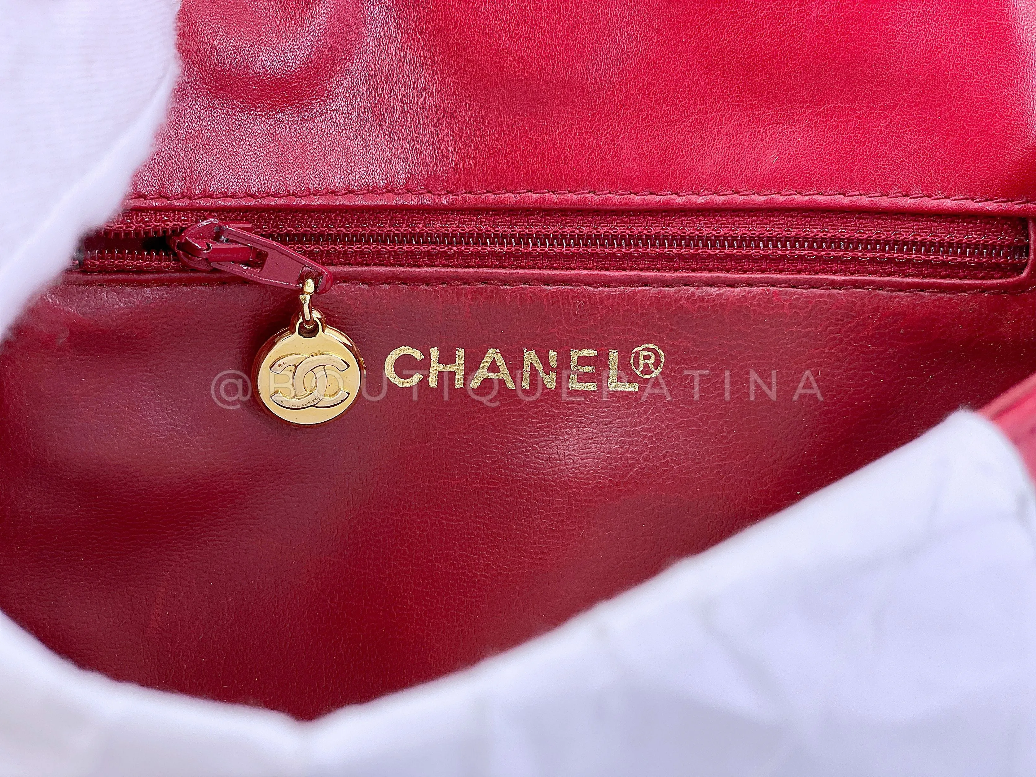 Chanel 1991 Vintage Red Encircled CC Mini Flap Bag 24k GHW