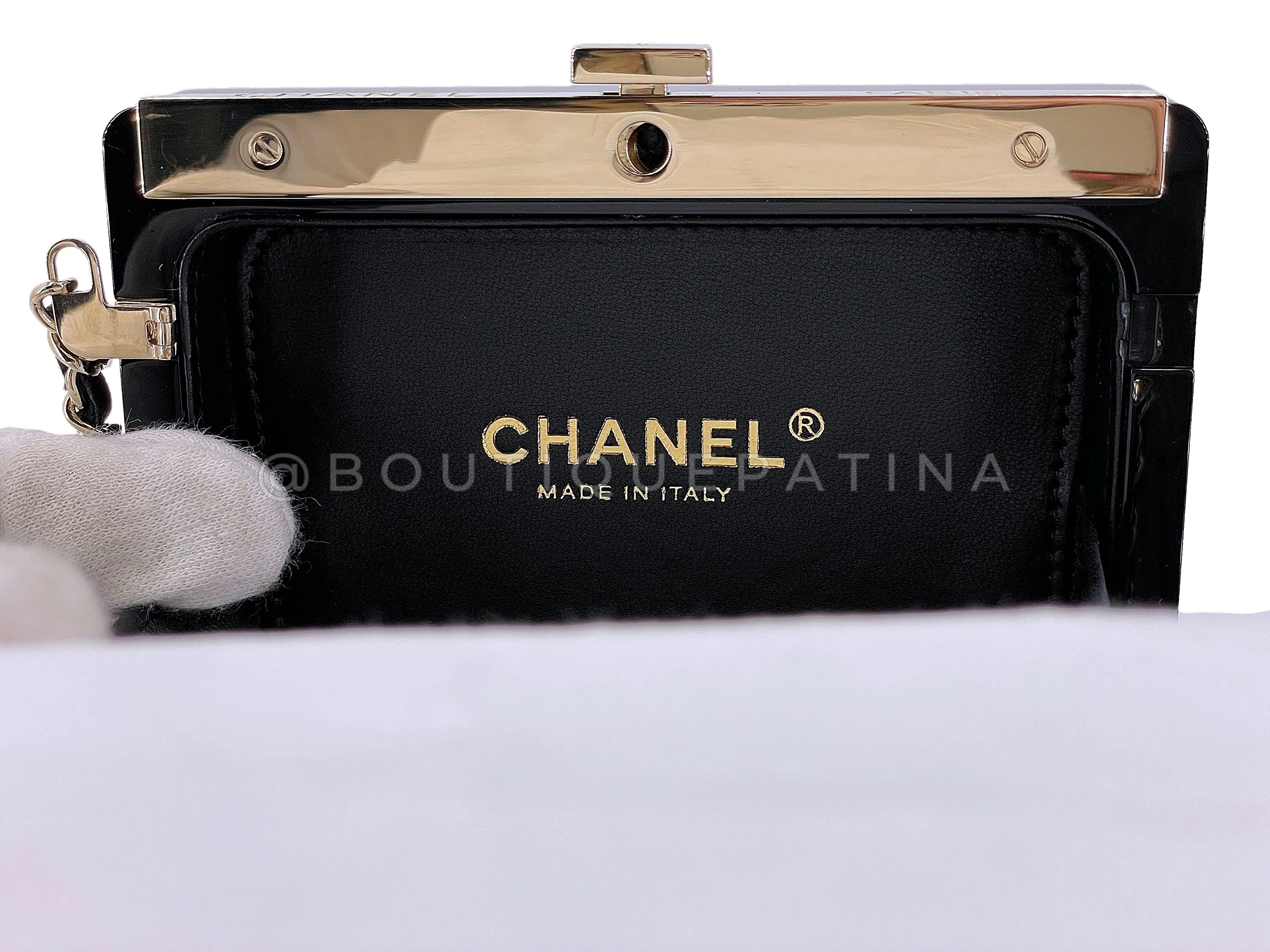 Chanel 2015 Crystal "5" Plexiglass Minaudière Evening Clutch Bag GHW