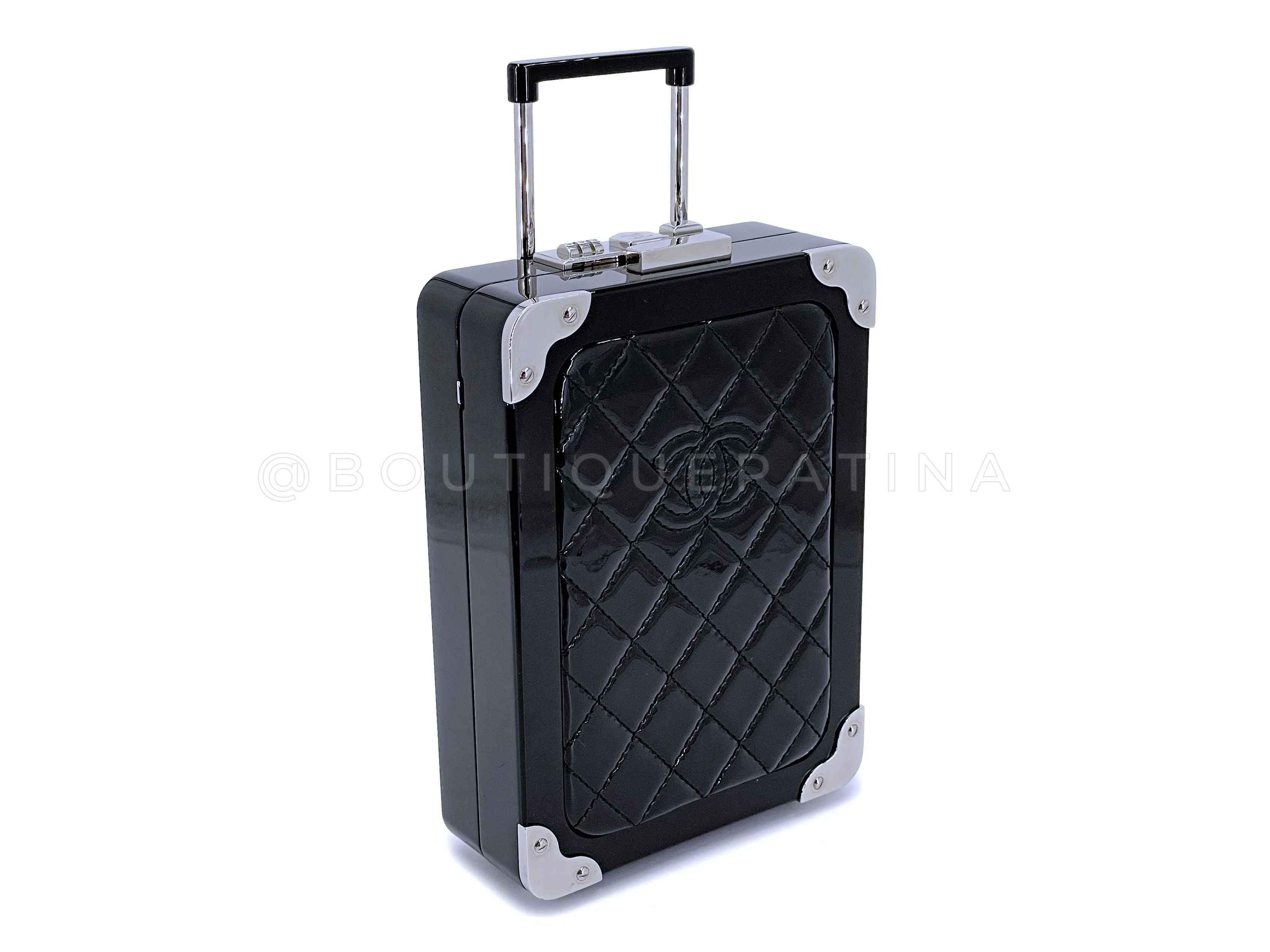 Chanel Airlines Minaudière Trolley Bag 2016 Black Evening in the Air Clutch Patent RQ9