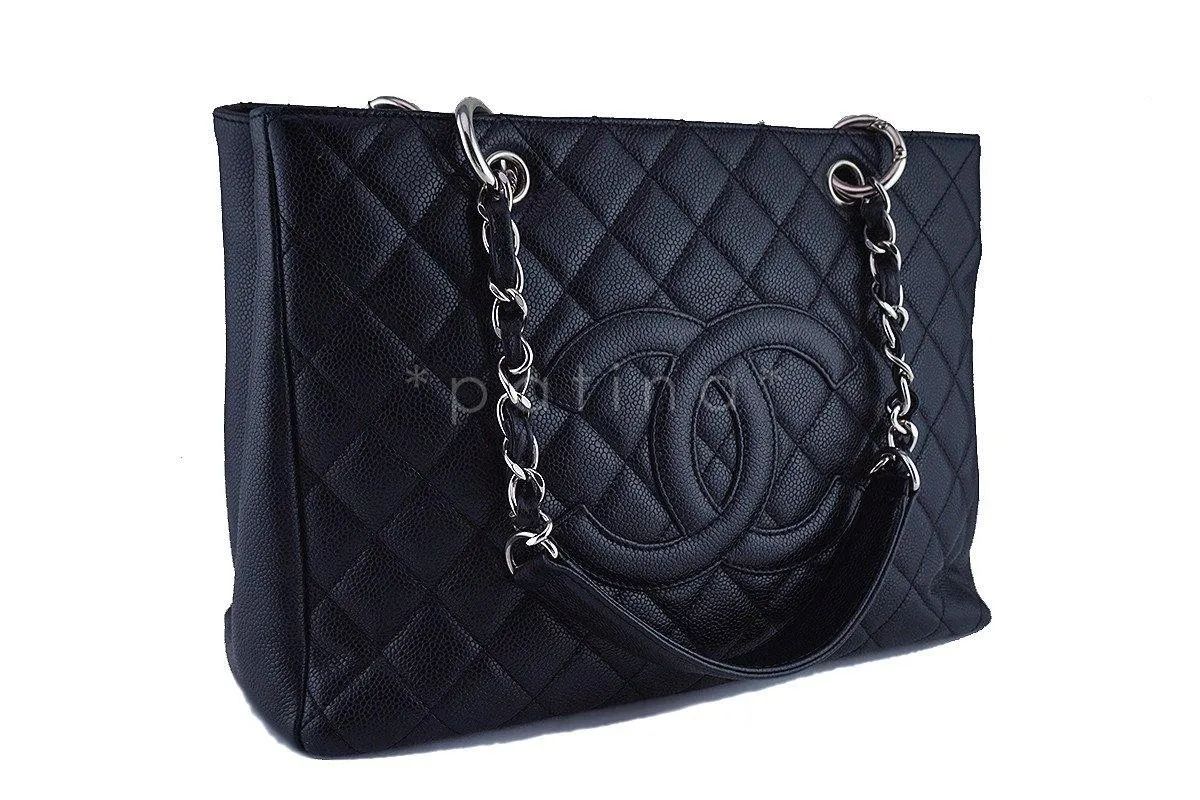 Chanel Black Caviar Classic Grand Shopper Tote GST Shopping Bag SHW