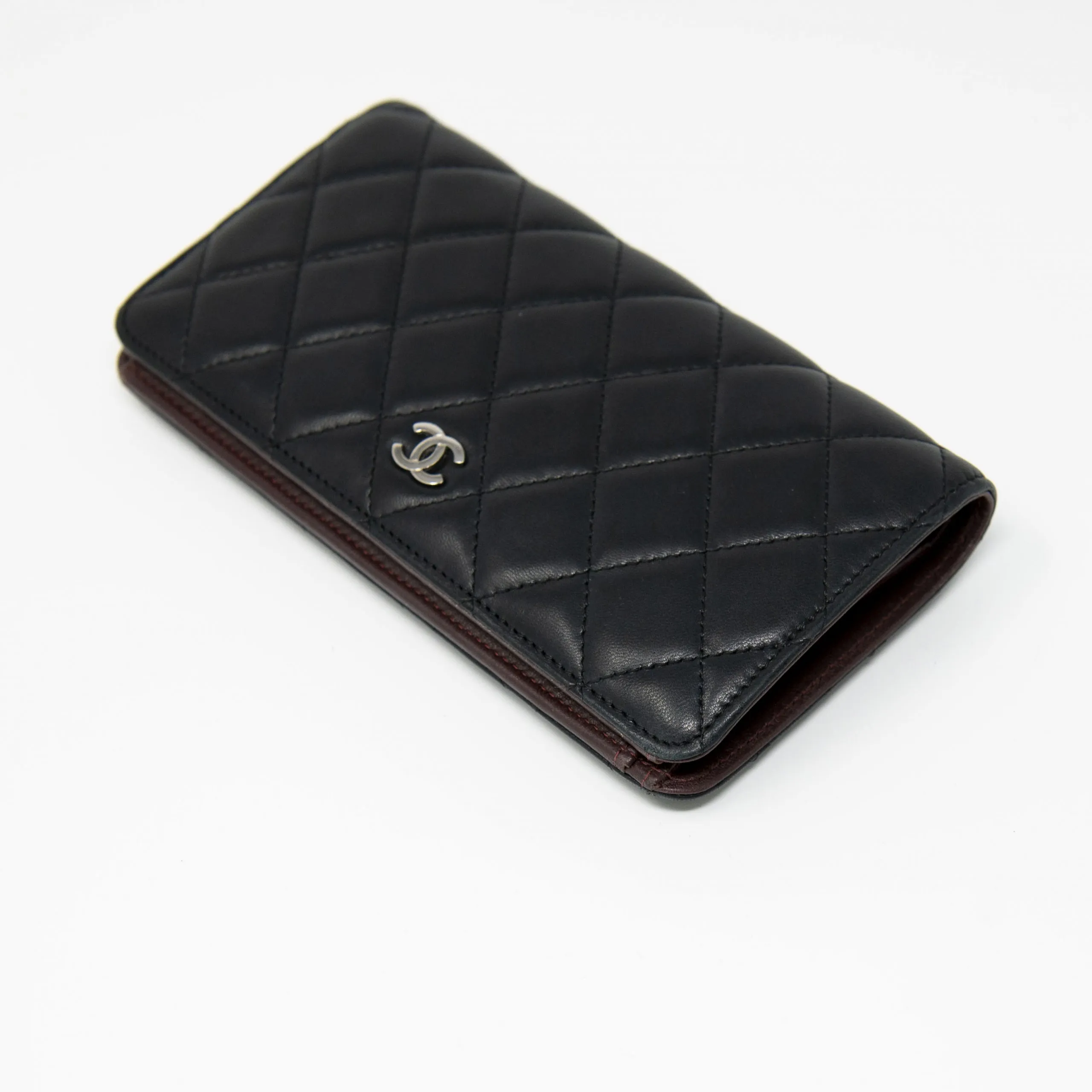 Chanel Black Lambskin Long Flap Wallet