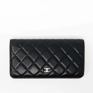 Chanel Black Lambskin Long Flap Wallet