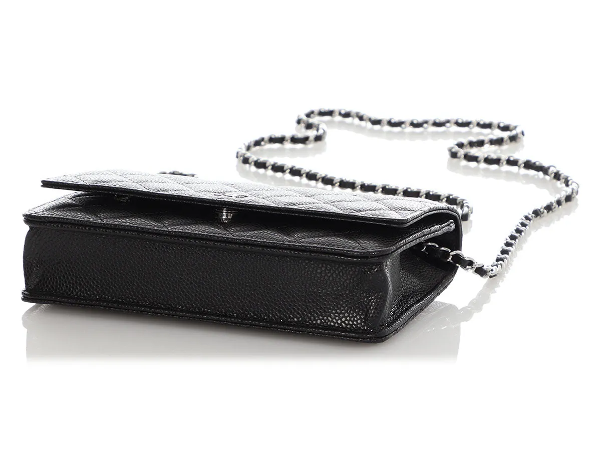 Chanel Black Quilted Caviar Wallet On Chain WOC