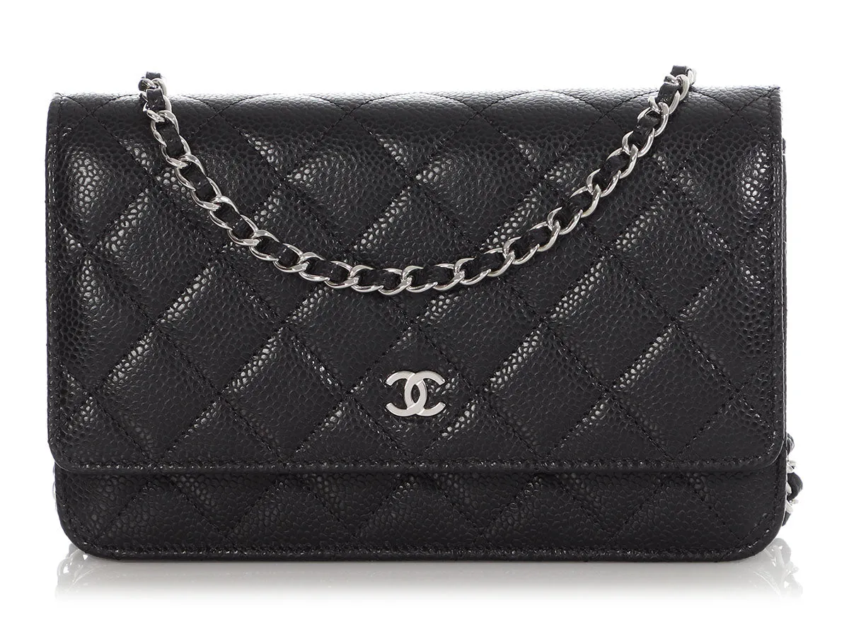 Chanel Black Quilted Caviar Wallet On Chain WOC