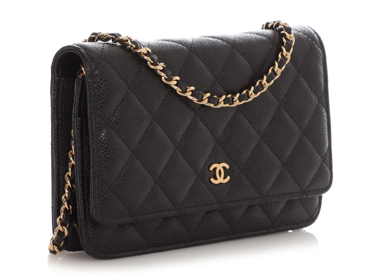 Chanel Black Quilted Caviar Wallet On Chain WOC