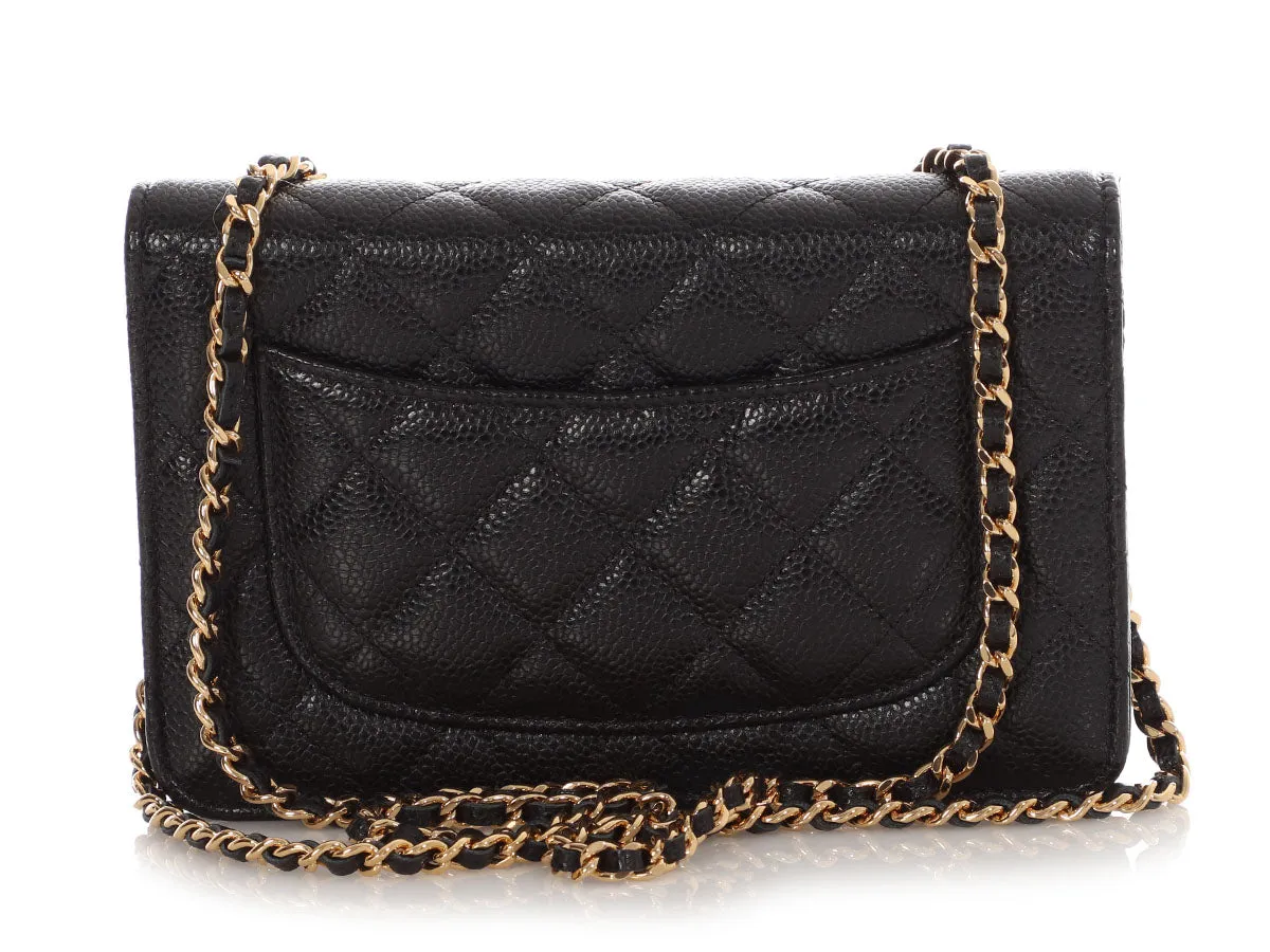 Chanel Black Quilted Caviar Wallet On Chain WOC