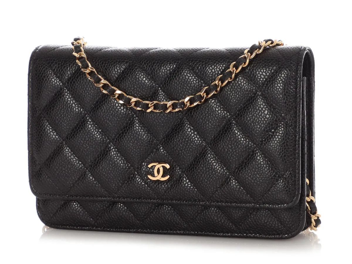 Chanel Black Quilted Caviar Wallet On Chain WOC