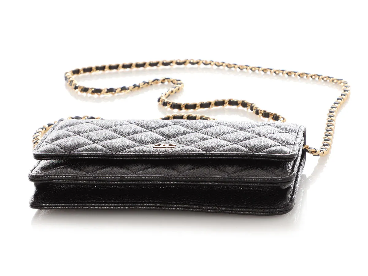 Chanel Black Quilted Caviar Wallet On Chain WOC