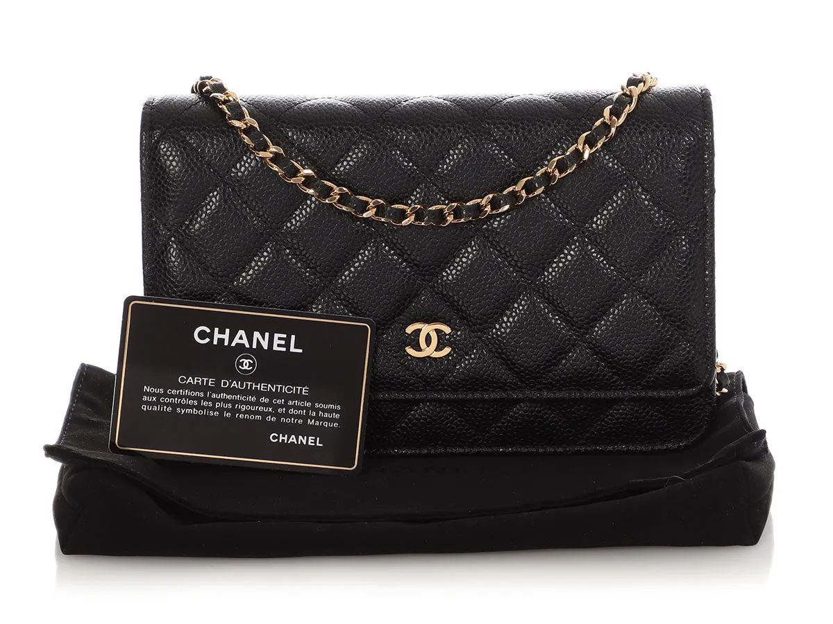 Chanel Black Quilted Caviar Wallet On Chain WOC