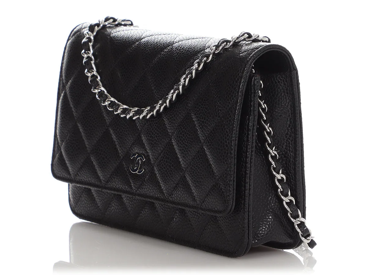 Chanel Black Quilted Caviar Wallet On Chain WOC