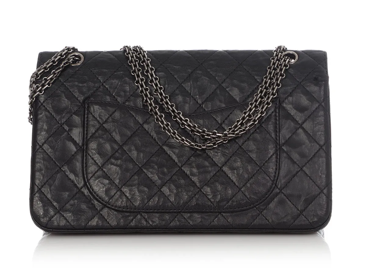 Chanel Black Quilted Distressed Calfskin 2.55 Reissue 227