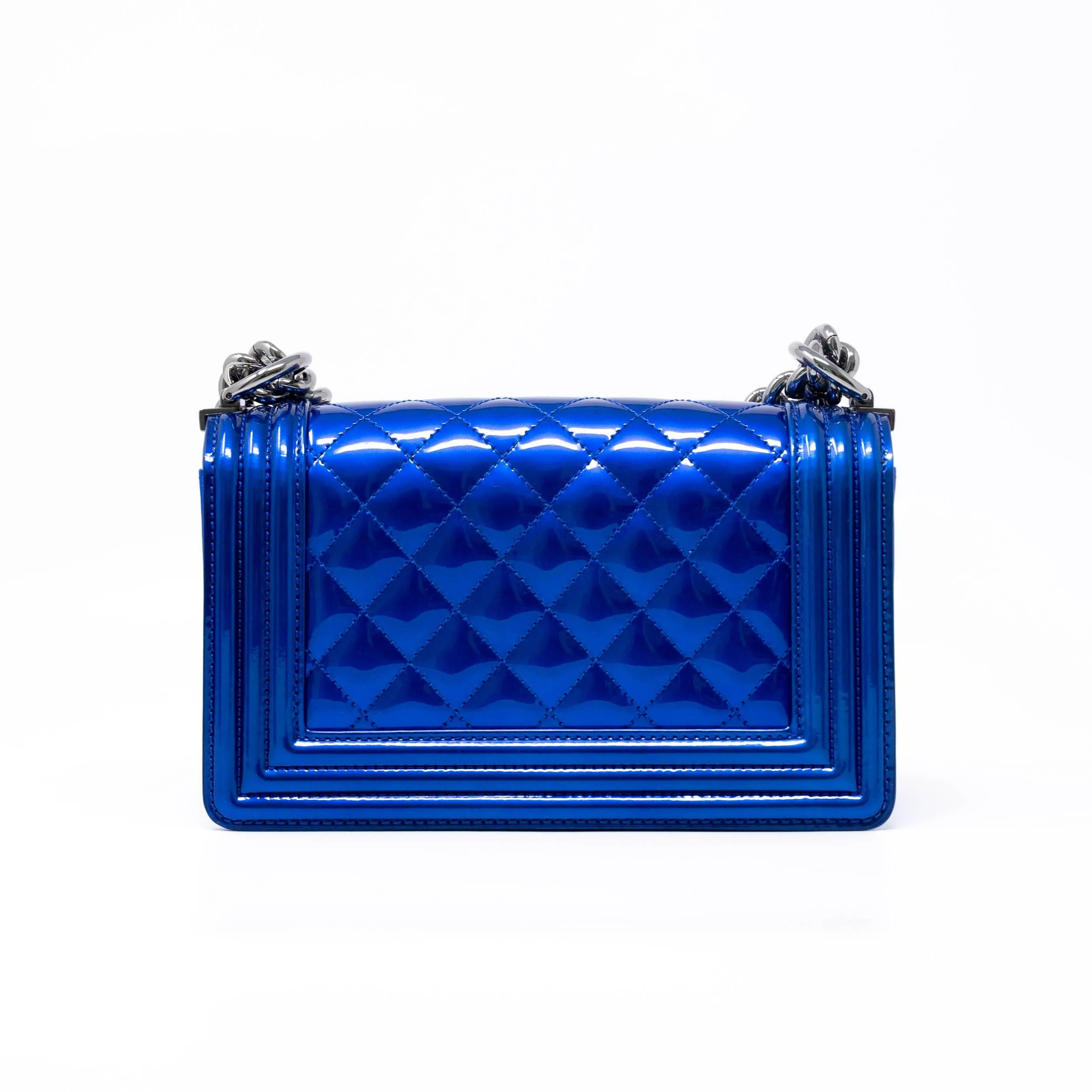 Chanel Blue Patent Small Boy Bag