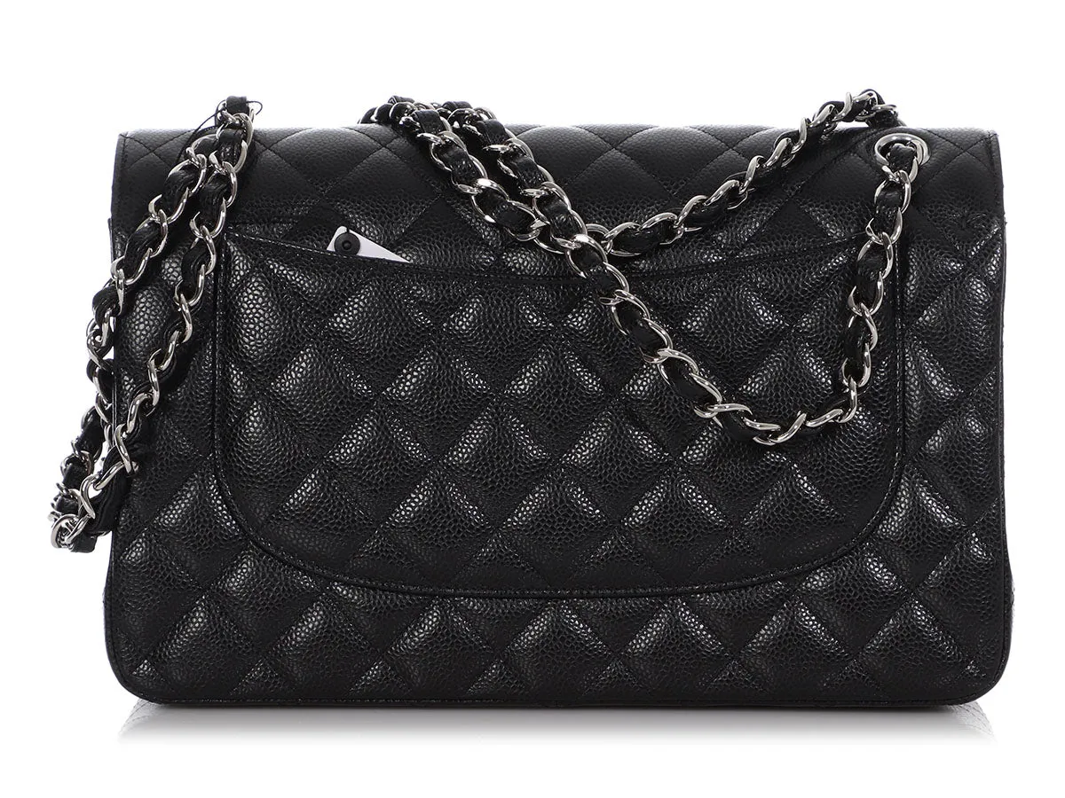 Chanel Jumbo Black Quilted Caviar Classic Double Flap