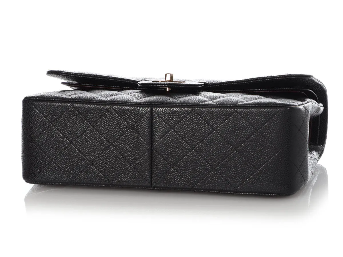 Chanel Jumbo Black Quilted Caviar Classic Double Flap