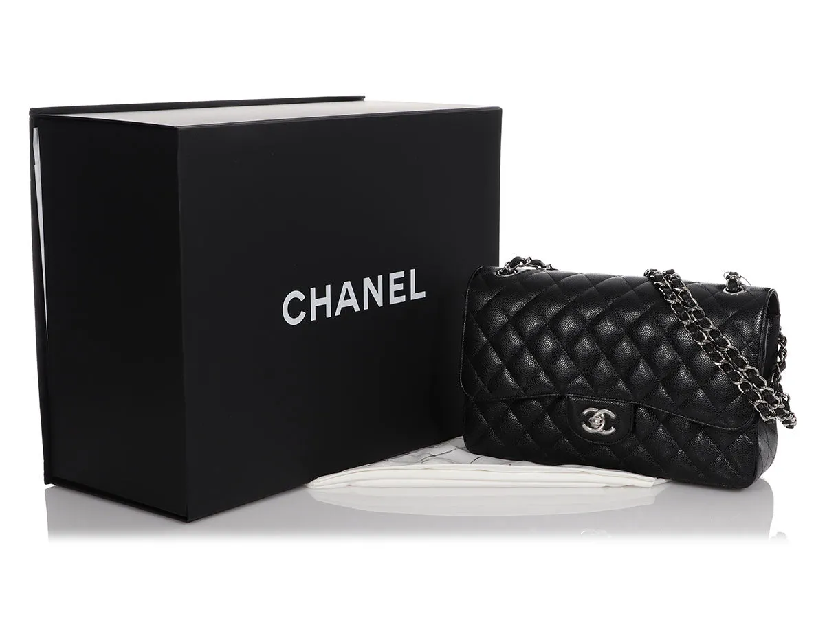 Chanel Jumbo Black Quilted Caviar Classic Double Flap