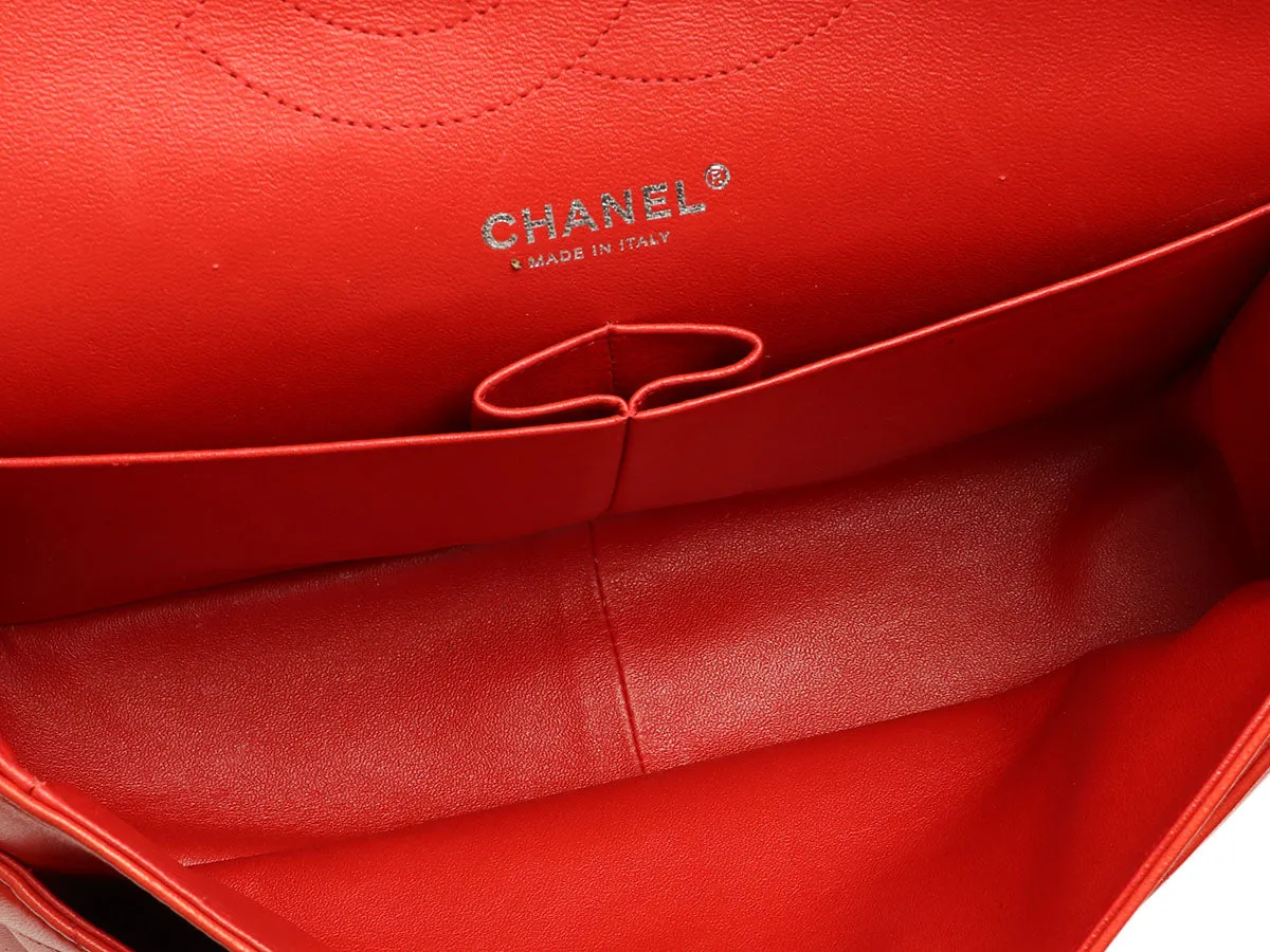 Chanel Jumbo Red-Orange Quilted Lambskin Classic Double Flap