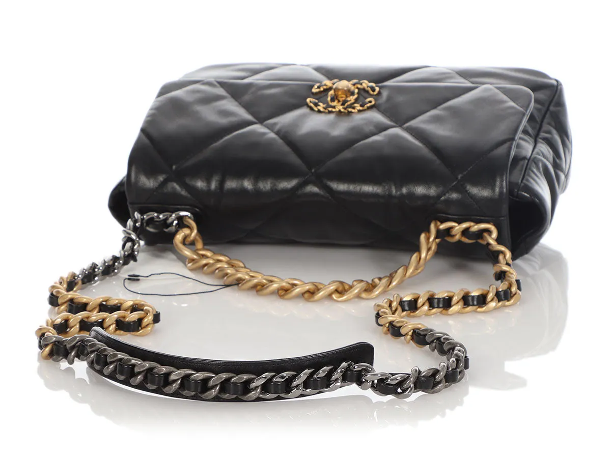 Chanel Large Black Quilted Goatskin 19 Flap