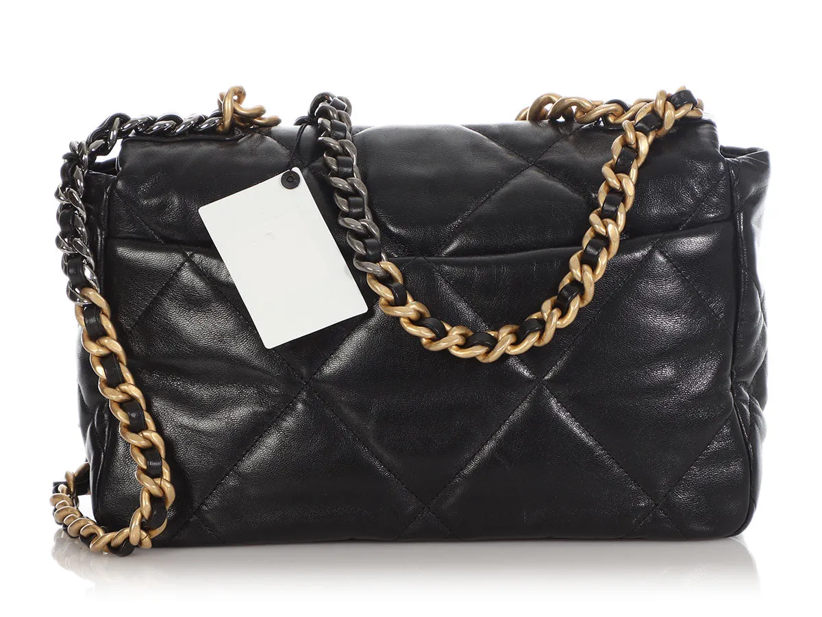 Chanel Large Black Quilted Goatskin 19 Flap