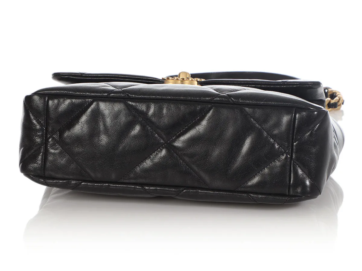 Chanel Large Black Quilted Goatskin 19 Flap