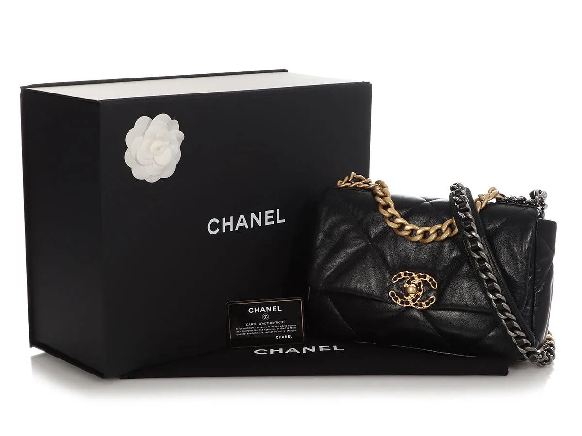 Chanel Medium Black Quilted Goatskin 19 Flap