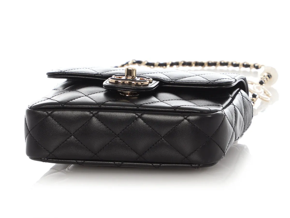 Chanel Mini Black Quilted Lambskin Heart Charms Flap