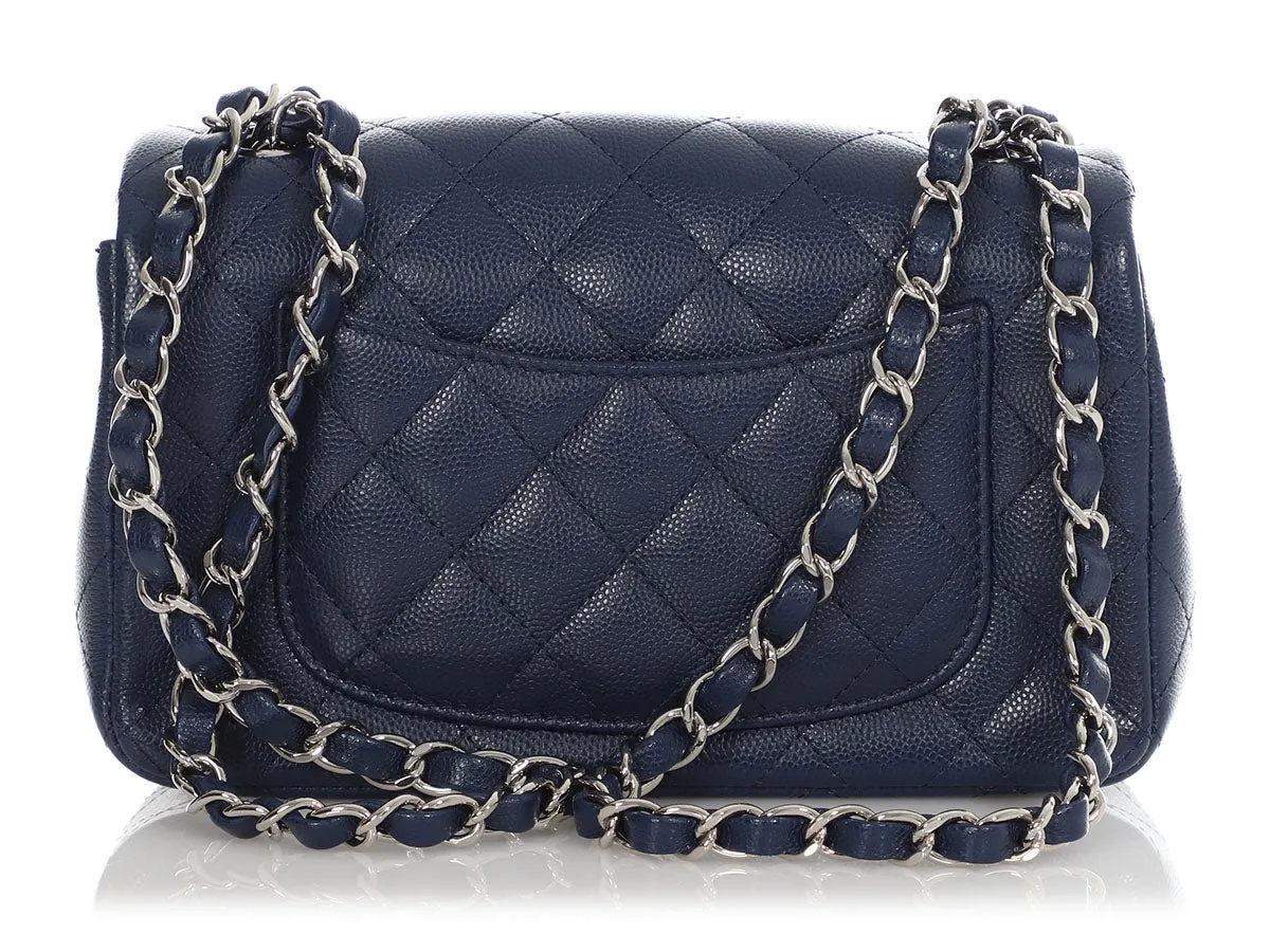 Chanel Mini Navy Quilted Caviar Rectangular Classic