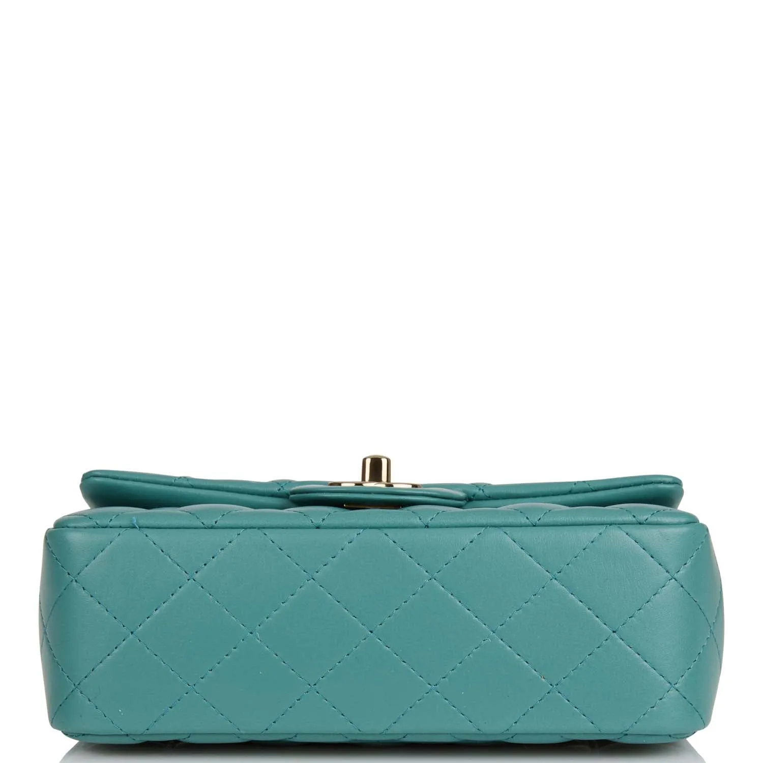 Chanel Mini Rectangular Flap Bag Turquoise Lambskin Light Gold Hardware