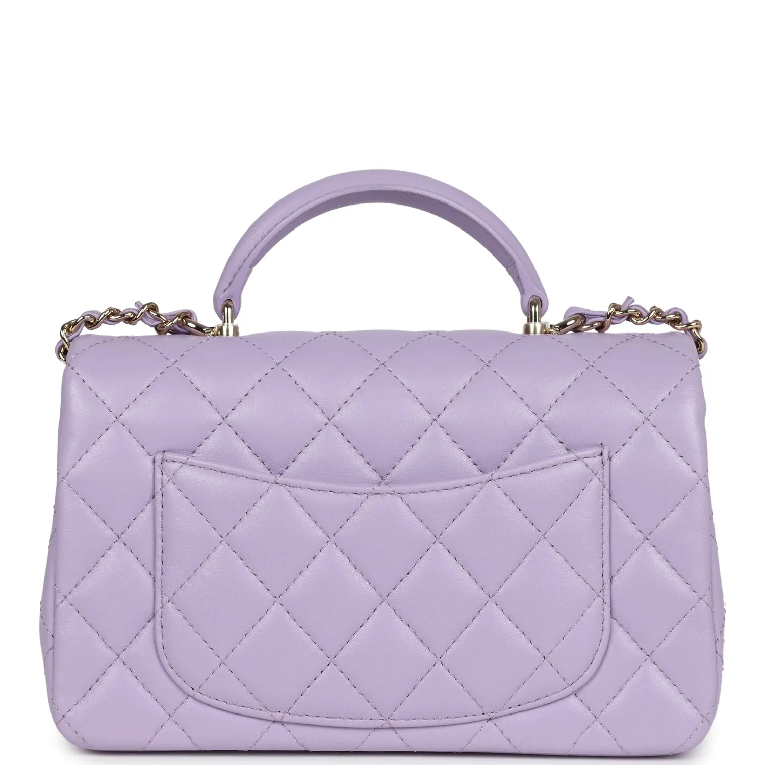 Chanel Mini Rectangular Flap Bag with Top Handle Lilac Lambskin Light Gold Hardware